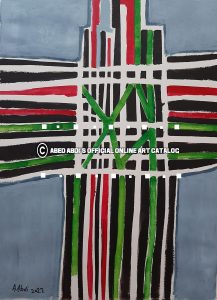 Palestinian flag, painting by Abed Abdi