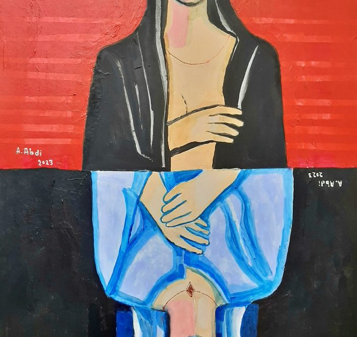 Two Faces In the Mirror (no.2), a painting by Abed Abdi