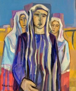Family from the Jordan Valley,a painting by Abed Abdi
